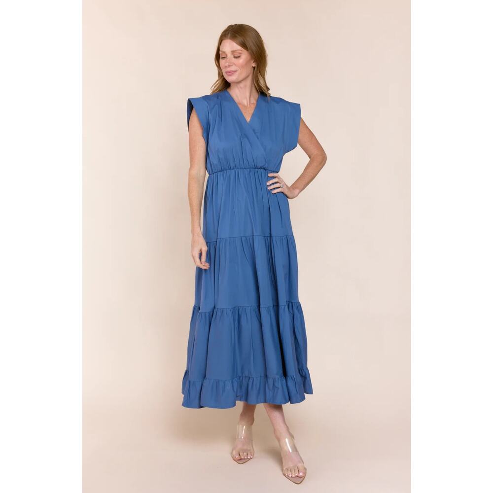 Sofia Made in Italy *IN NAVY BLUE* Tahoe Tiered Maxi Dress XS S